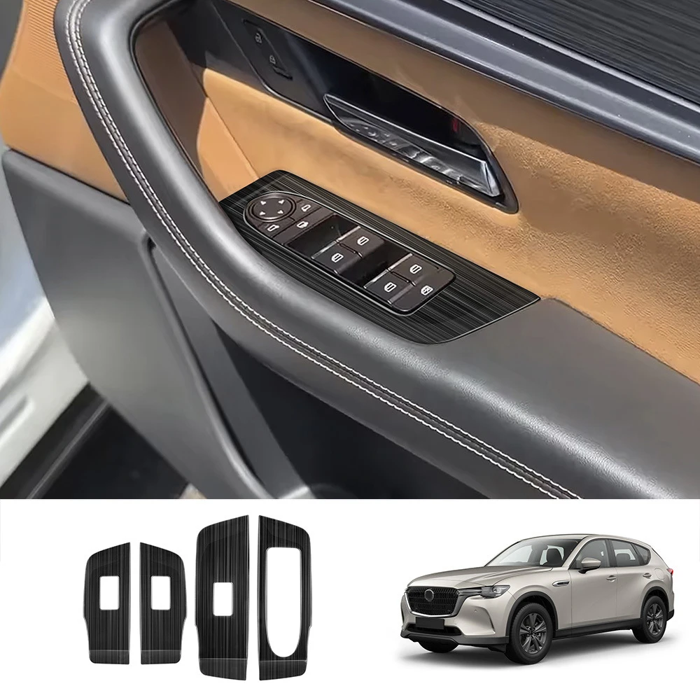 

Car Accessories For Mazda CX60 CX-60 2022 2023 Window Glass Lift Button Switch Cover Trim Inner Door Armrest Protector Stickers