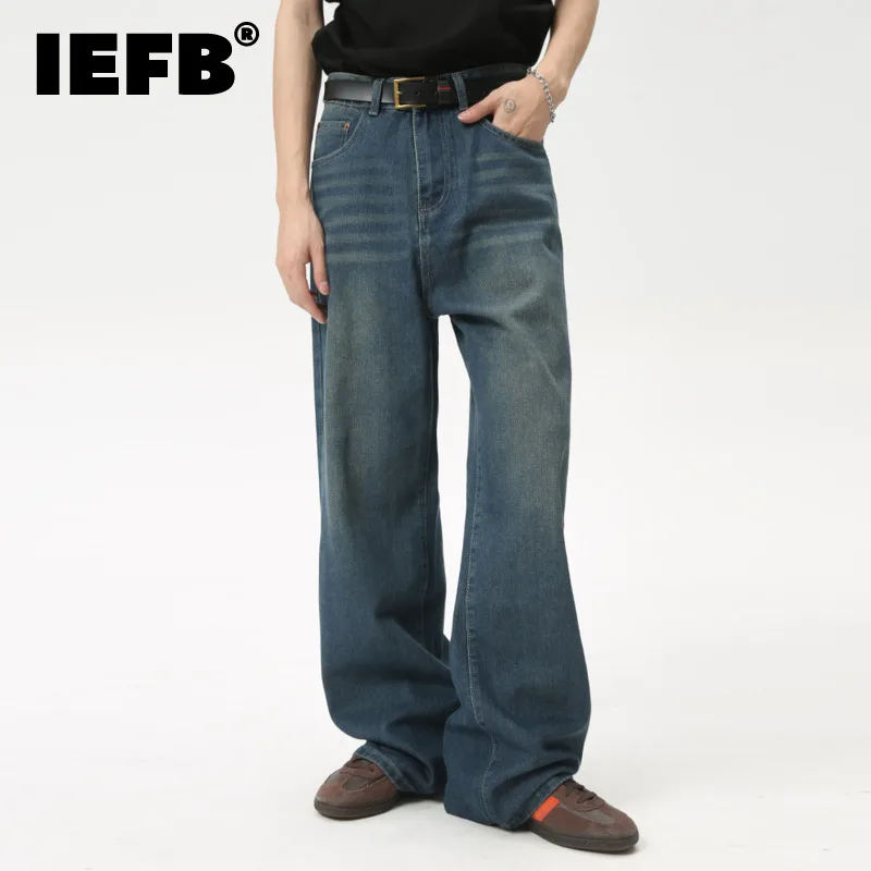 

IEFB High Street Causal Men's Straight Denim Pants Fashion Loose Wide Leg Male Vintage Trousers 2024 Summer New Tide 9C6159