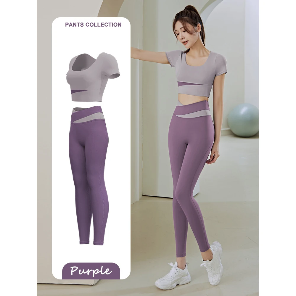 Two Piece Seamless Yoga Set Women Sportswear Suit Outfit Short Sleeve Gym Leggings With Bra Pants Sports Bra Shorts Fitness