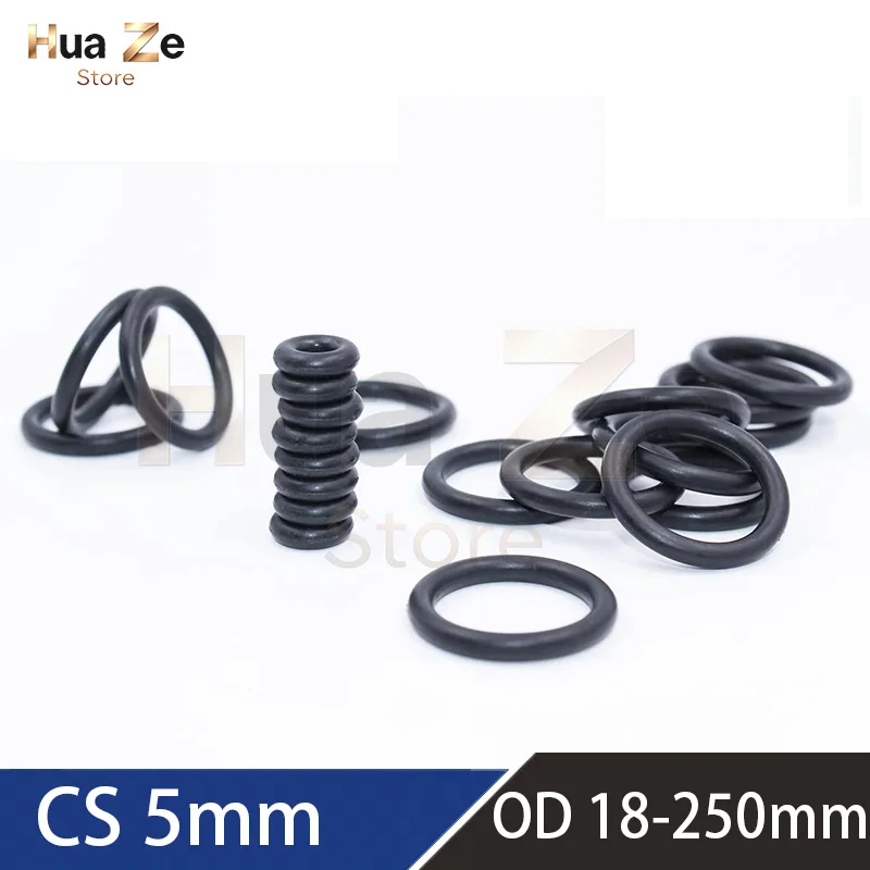 20-100pcs , CS 5mm OD 18 20 22 25 28 30 32 34 35 36 38 40-250mm,Black NBR O-Ring Seals Oil Resistant Round Gaskets Customizable