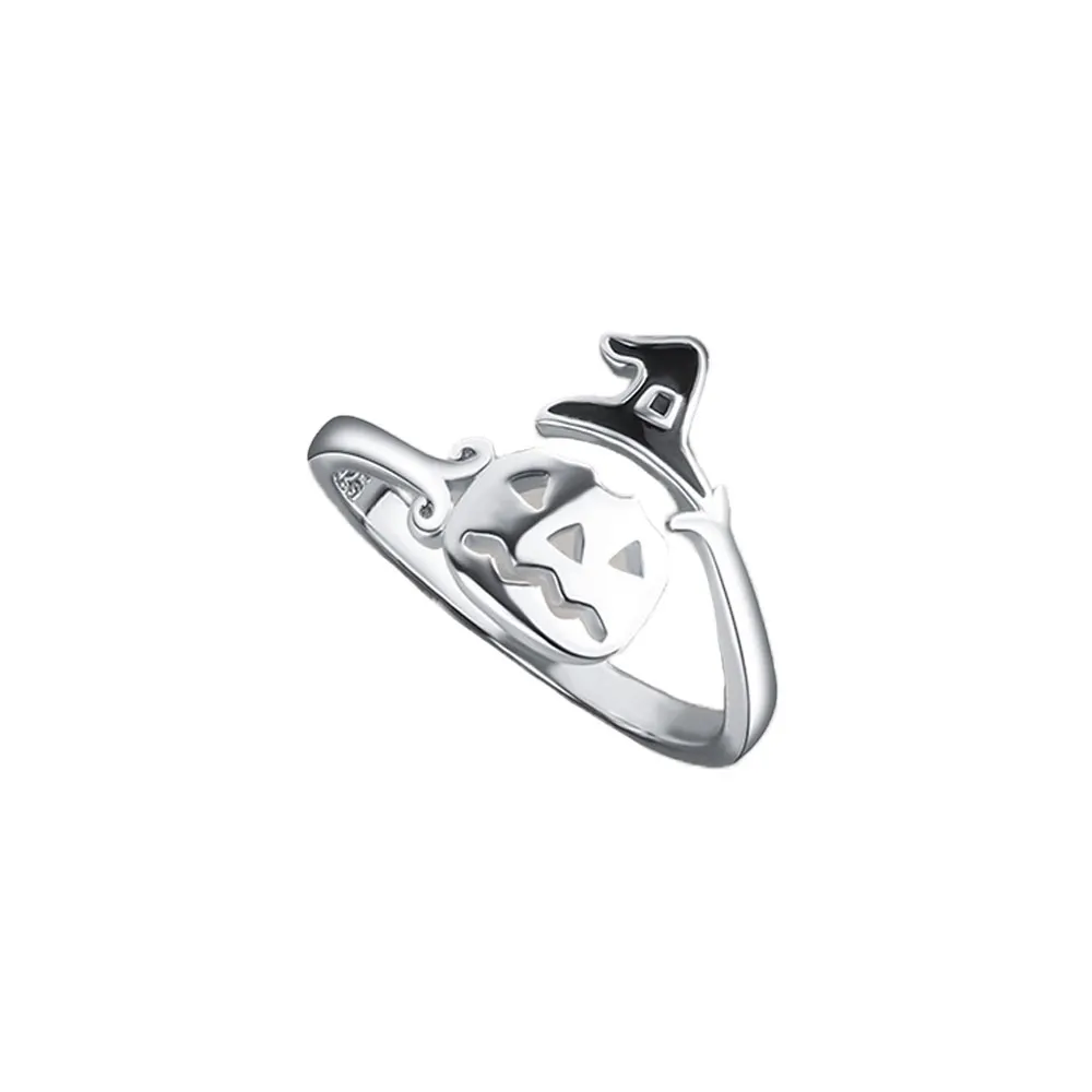 

‌Halloween Pumpkin Hat Open Ring with Witch Broom Charm Adjustable Spooky Finger Jewelry for Men Women Fun Party Accessory