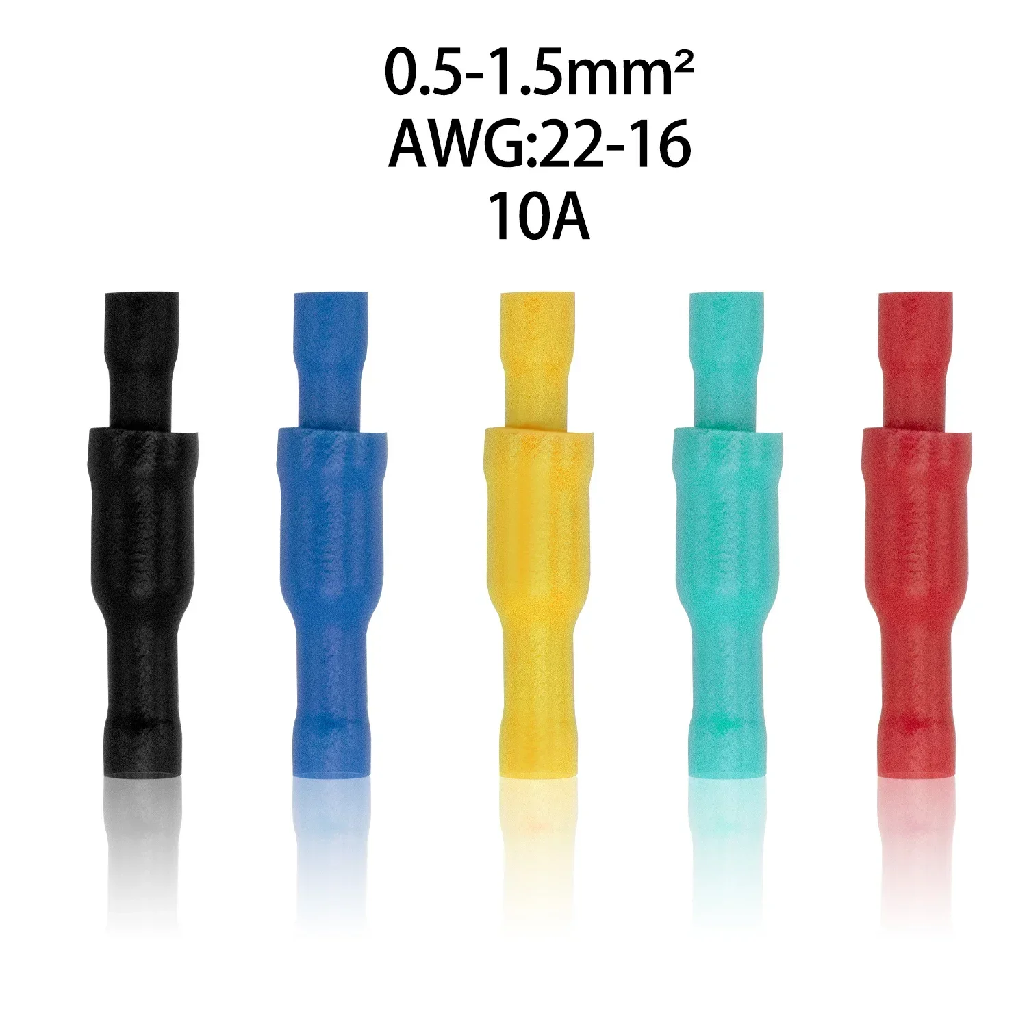 100/50pcs Bullet Type Insulated Electrical Connector Bullet Female and Male Wire Connectors Cold Press Butt Terminals 22~16AWG