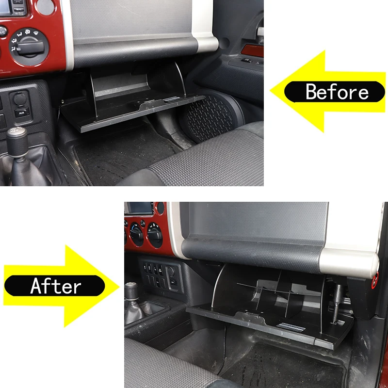 Dla Toyota FJ Cruiser 2007-2021 ABS czarne rękawiczki Box Dividers Organizer wstaw Box wtórne przechowywanie akcesoriów samochodowych