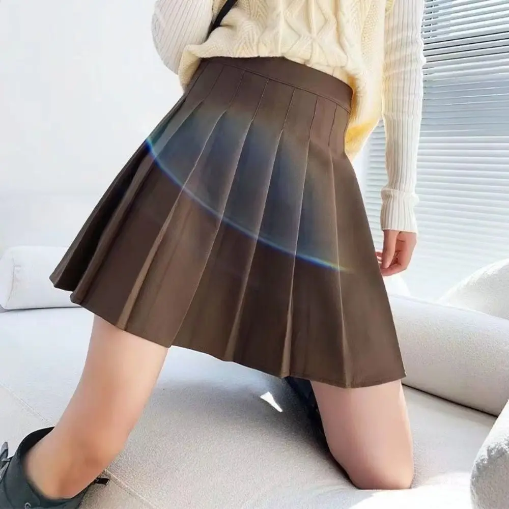 New Preppy Style Pleated Skirt Plus Size Black A-Line Skirt Mini Skirt School Girl