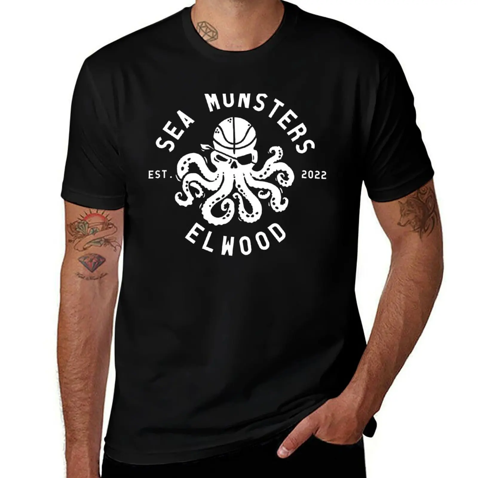 

Elwood Sea Monsters T-Shirt Luxury man funny meme t-shirts Clothing black t-shirts for men