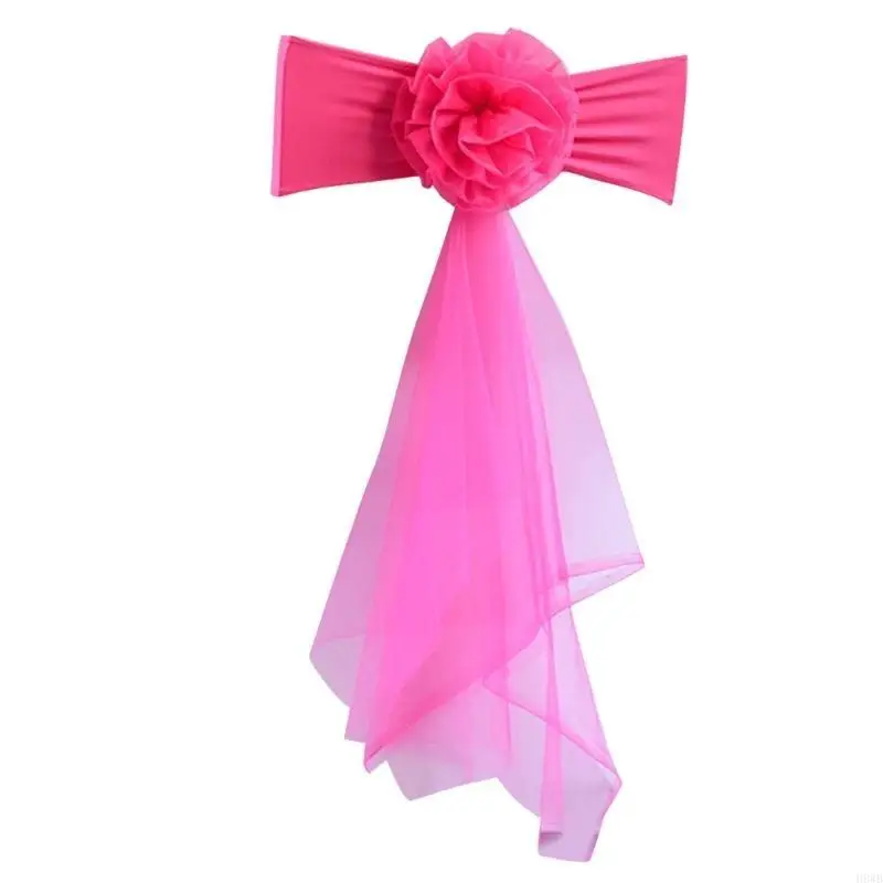 H8WB Spandex Chair Sashes Bows for Banquet Ceremony, Easy to Install Stretch Fabric