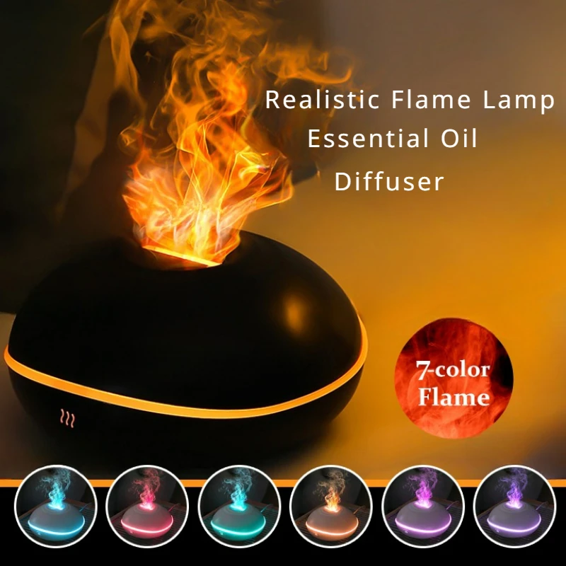 Flame Humidifier Aromatic Essential Oil Diffuser Air Purifier 7-color LED Spray Aromatic Diffuser Decorative Bedroom Office