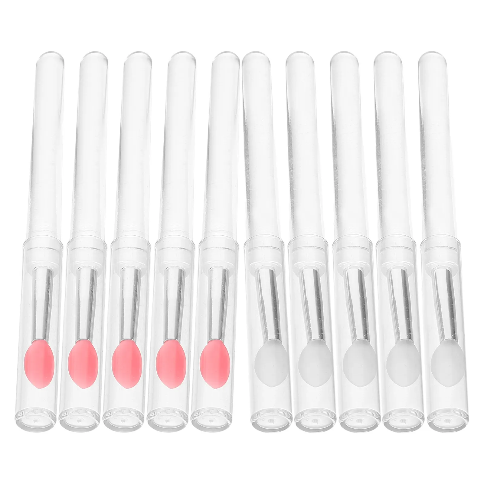 10Pcs Ergonomic Design Transparent Silicone Nail Art Sticks for Mirror Effect Powder Glitter Application Nail Supplies