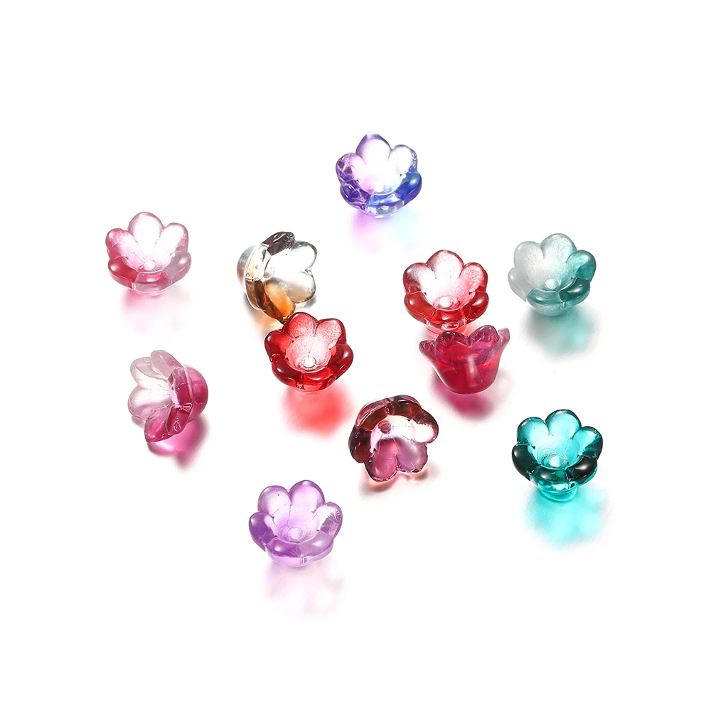 10/30pcs Gradiënt Bloem Lampwork Kralen Bellflower Glas Spacer Kralen Caps voor DIY Charms Armbanden Sieraden Maken Bevindingen