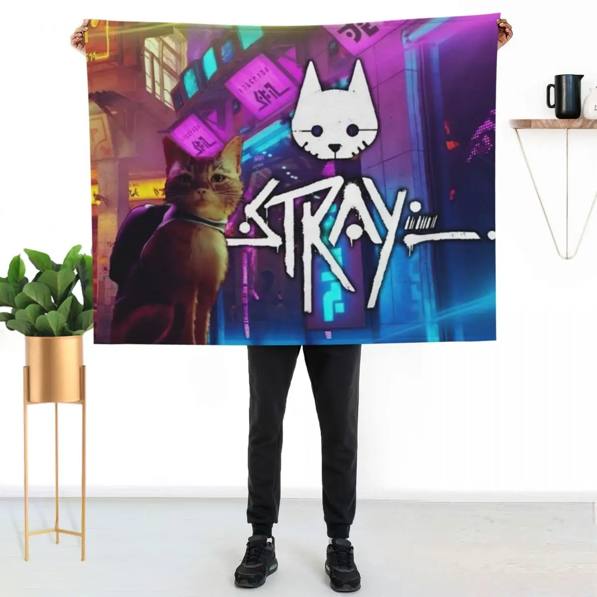 stray game cat sad Throw Blanket Plaid Thins Soft Plaid Blankets For Baby Sofa Heavy Blankets