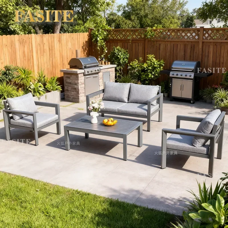 For Outdoor Courtyard Aluminum Alloy Leisure Sofa Waterproof Sunscreen Open Air Balcony Hotel Homestay Milk Tea Shop Table