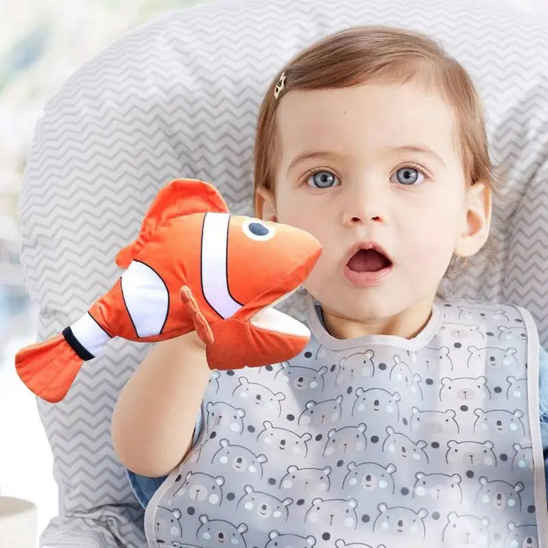 Clown Fisch Handpuppe Fisch Plushies Für Kinder Mit Beweglichen Mund Plüsch Clown Fisch Handpuppe Ozean Tier Gefüllte Puppe für