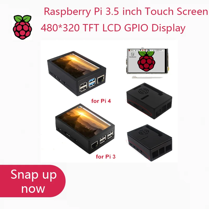 

3,5-дюймовый сенсорный экран Raspberry Pi 3 TFT LCD 480*320 GPIO Дисплей Монитор ABS Корпус Охлаждающий вентилятор для Raspberry Pi 4 Модель B 3B+ 3B