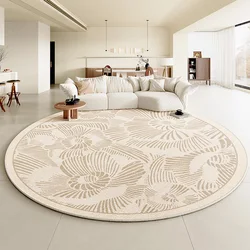 Flower Pattern Living Room Decoration Round Carpet French Style Rugs for Bedroom Washable Study Floor Mat Non-slip Home Soft Rug