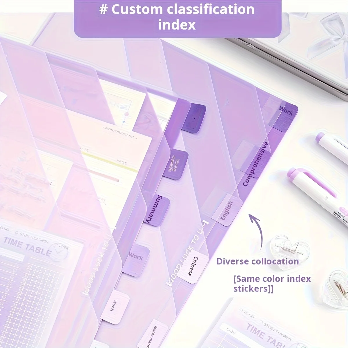 Gradient Multi-Layer Folder A4 Subject Classification Test Paper Folder Transparent L-Shaped Folder 6-Layer Classification File