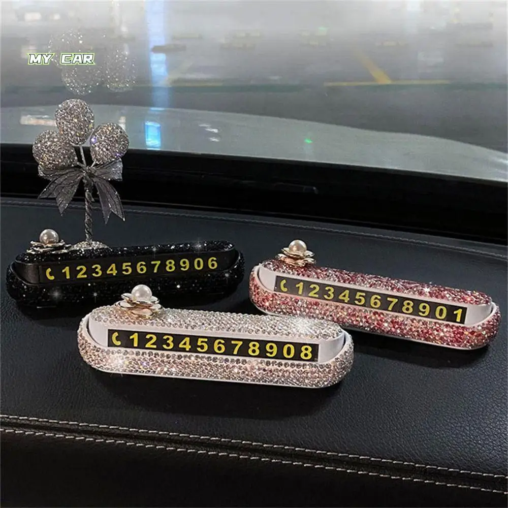

Diamond Car Temporary Parking Sign Luminescent Phone Number Hidden Auto Parking Stickers Rhinestone Top Grade