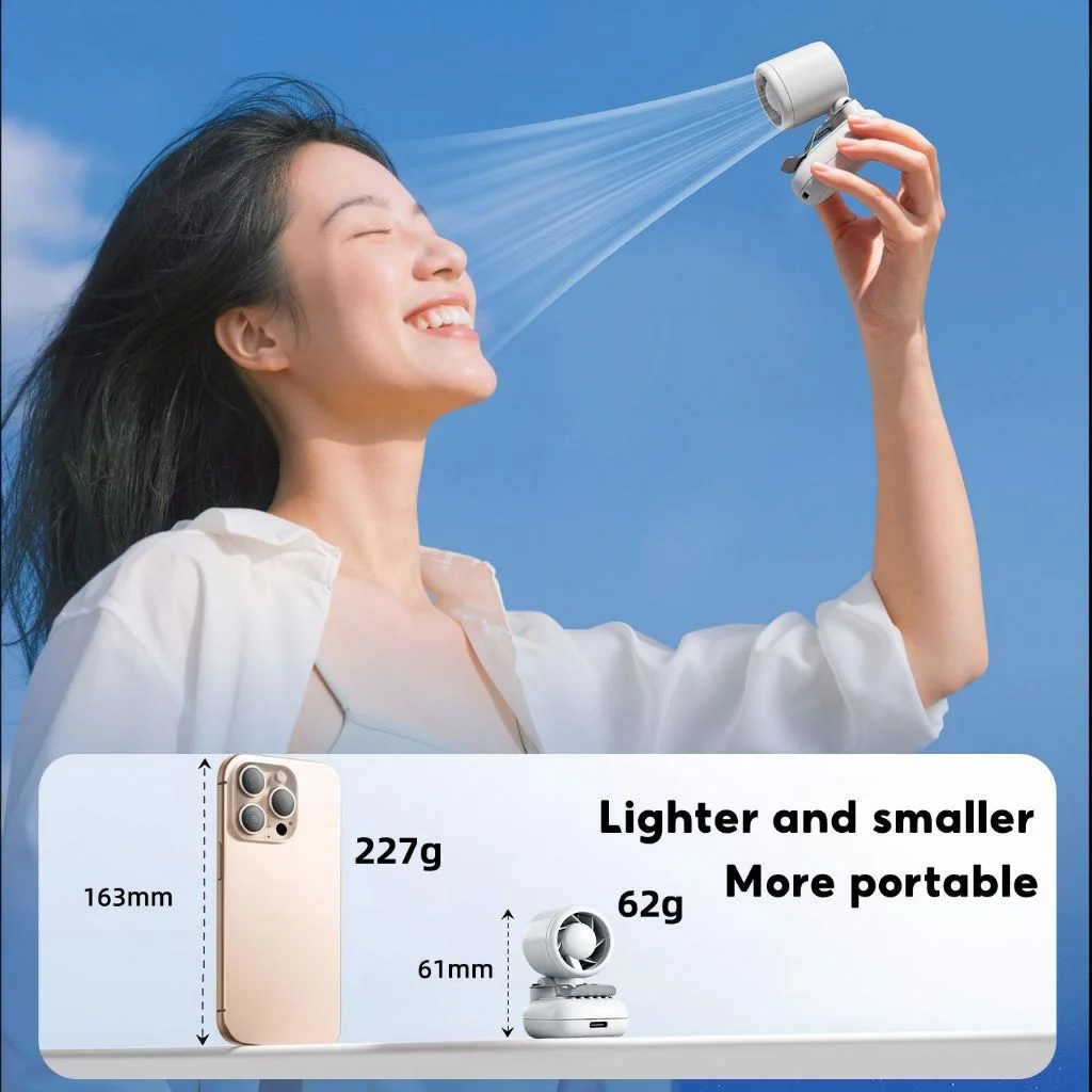 Eary Portable Car Clip Fan 1200mAh Battery 62g Seat Belt Fan 3 Speeds Quiet Silent Type-C Charge Auto Cooler for Travel Wireless