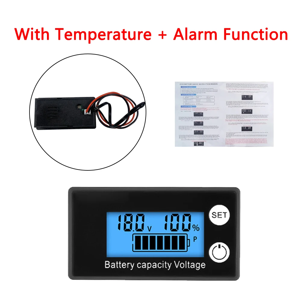 12V 24V 48V 72V Digitaler Batteriekapazitätsanzeiger DC 8V-100V Blei-Säure Lithium LiFePO4 Auto Motorrad Voltmeter Spannungsmesser – Detail 7
