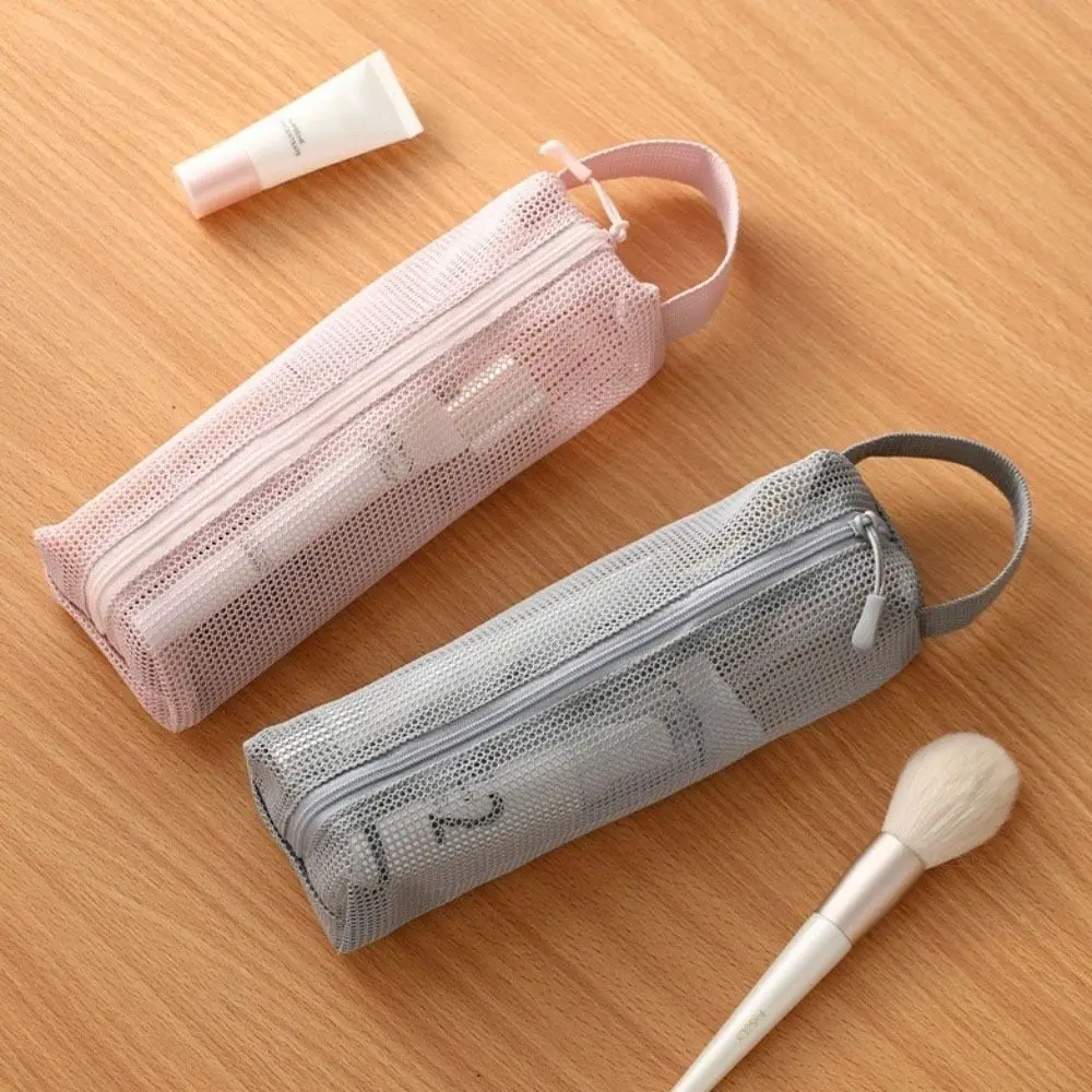 

with Handy Handle Mesh Toiletry Bag Foldable Light Weight Toiletry Storage Bag Breathable Makeup Bag Washing Handbag Business