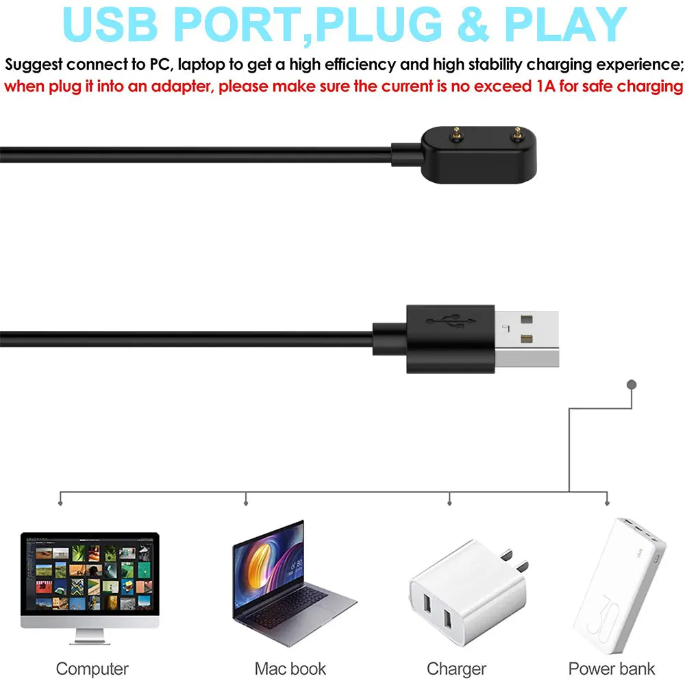 スマートウォッチ用の充電ケーブル,携帯電話を保持するための1mのUSB充電ケーブル,Huawei 6Proウォッチバンド,子供用時計4X Honor