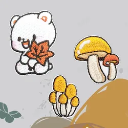 Cute Mushroom Bear Patches For Clothing Kids Iron-on Transfers For Clothing Scratch Patch DIY Sewing Applique Toppe Vestiti