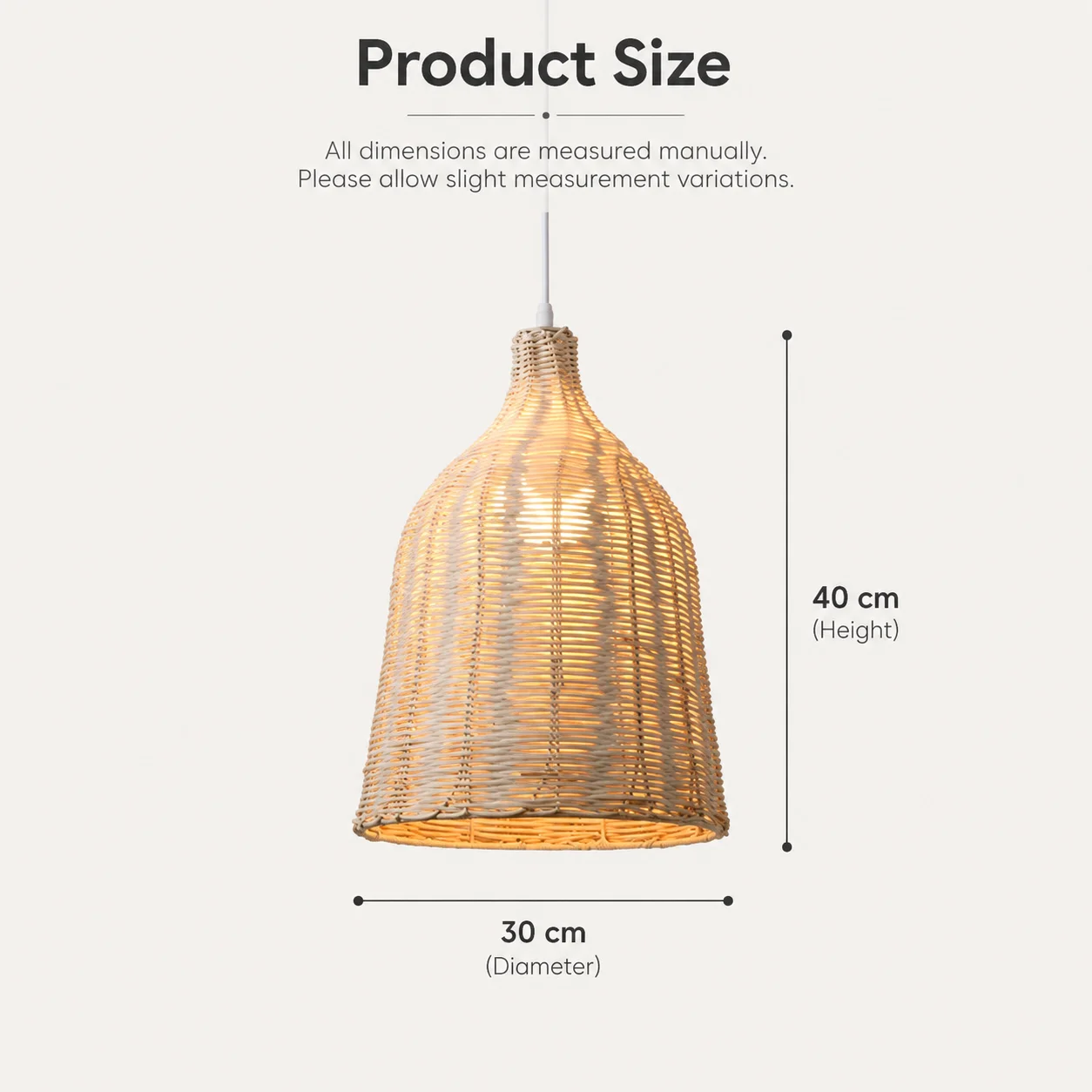 JOYINLED Handmade Bamboo Hanging Ceiling Lamp Crafts Lampshade E27 D30-H40cm Hanging Rattan Chandelier Boho Wicker Pendant Light