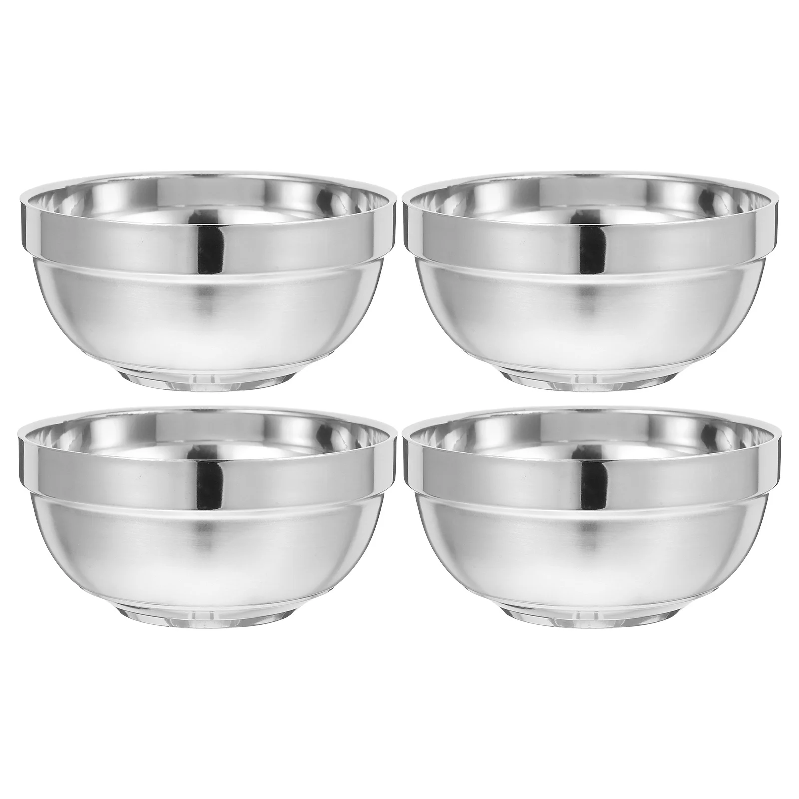 

4Pcs 13Cm Insulated Stainless Steel Bowl Anti-Hot Non-Slip Bowl for Children Soup Containers Family Dining Korean