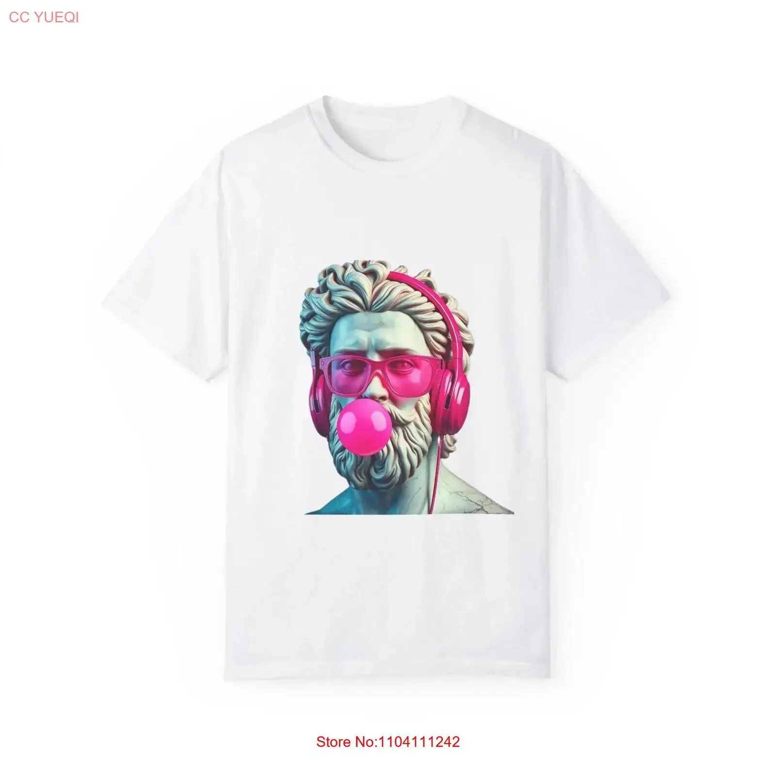 Classical Bust with Pink Headphones T Shirt Unique Art Meets Modern Style Creative Casual Wear vintage Washed streetwear