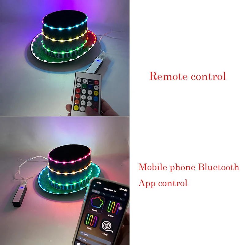 Nieuwe Kleurrijke Verwisselbare Lichtgevende LED Hoeden Cosplay Prestaties Kostuums Accessoire Hoed Cap Afstandsbediening Bluetooth Controle Neon Glow Hoed