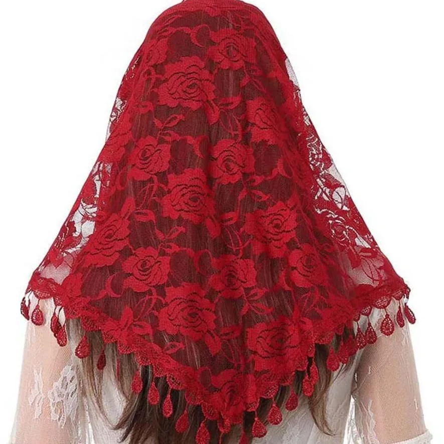 Pañuelo de encaje de seda para verano, velo de iglesia, bandana, mantilla para oración, boda, capilla, hiyab blanco bordado, pañuelos para mujer