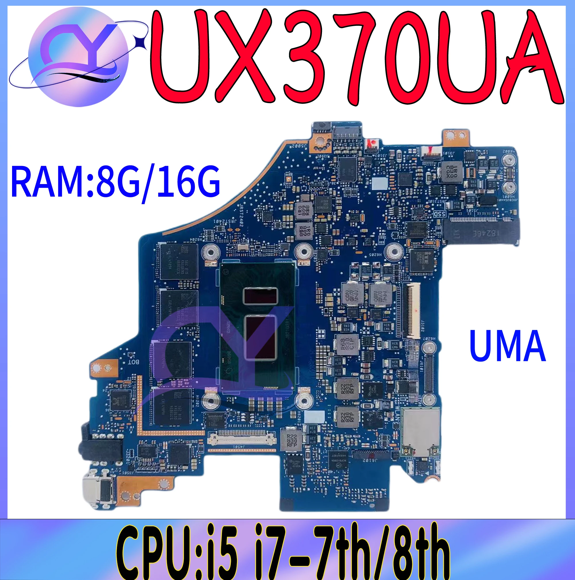 

UX370UAR Mainboard For ASUS Q325UA Q325UAR UX370UAF UX370UA UX370U Laptop Motherboard With I7 I5-7th 8th 8GB/16G Test OK