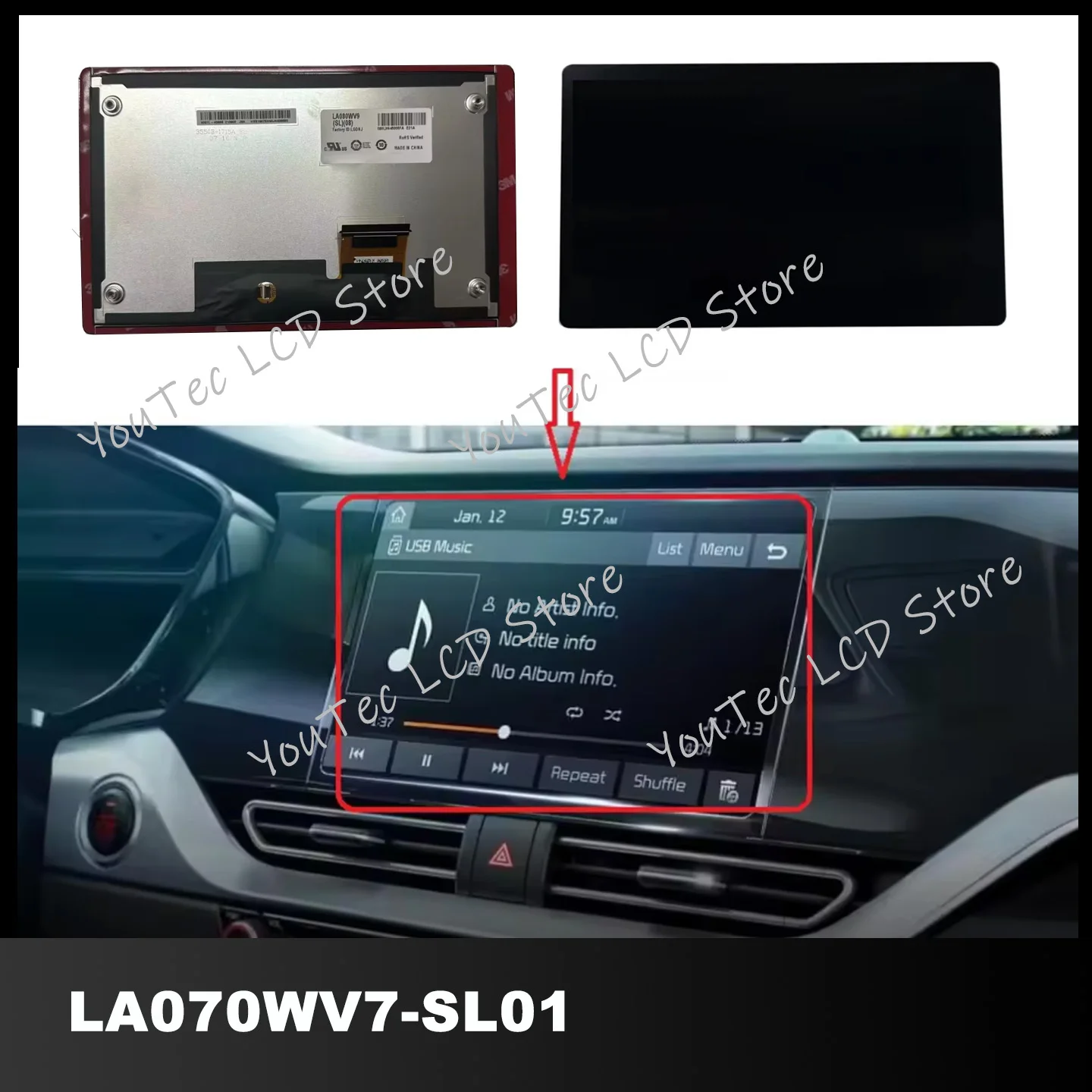 

Original 8 inch LA080WV9-SL01 LA080WV9 LCD Display Screen For FE 2019-20 Navigation 96560-S2301UAY 96560S2301