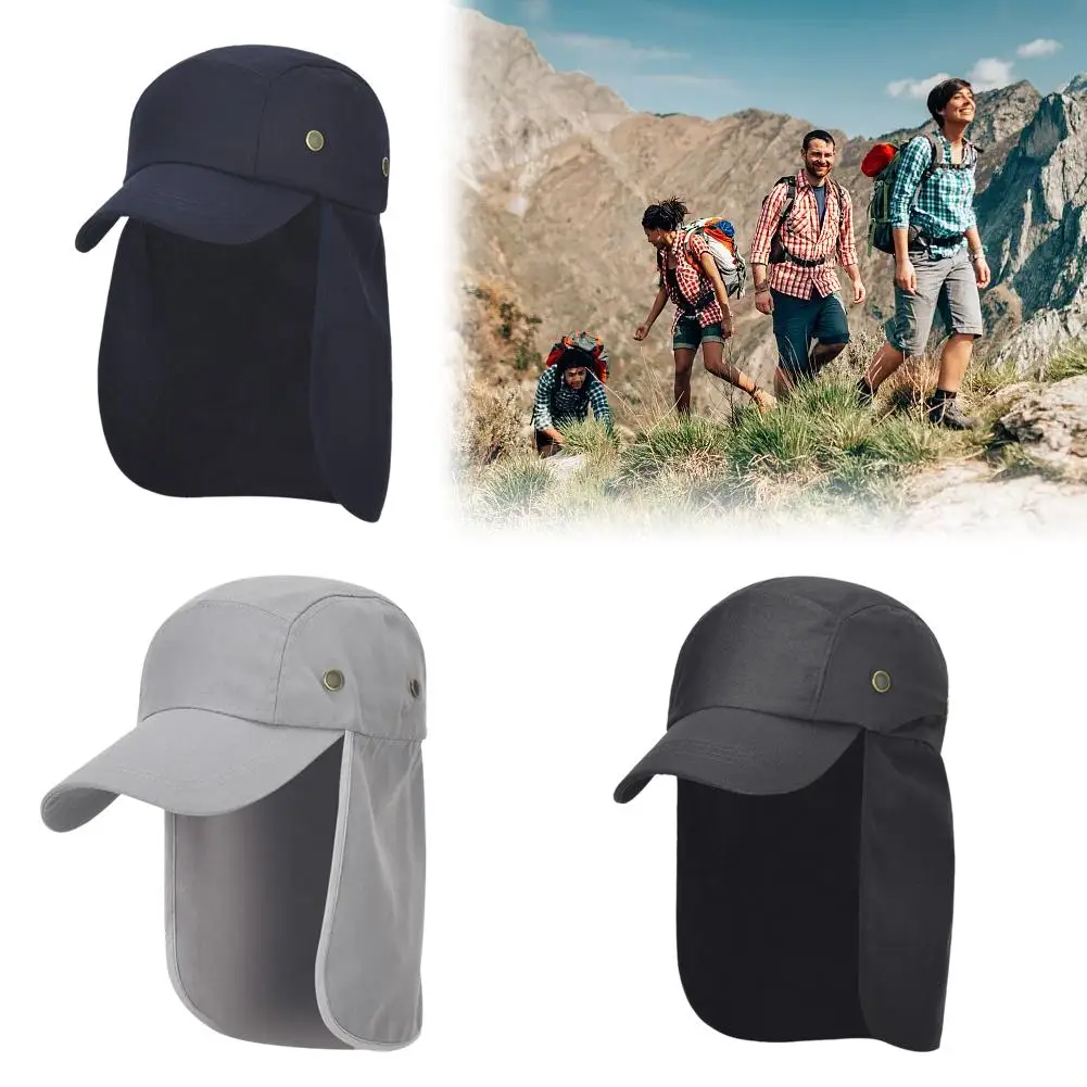 Outdoor fishing Fisherman hat Adjustable camping trip cap cape protection neck UV sun breathable extended edge R1P8 view 2