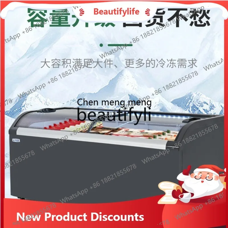 Commercial 1.2m Curved Display Cabinet Refrigerated Freezer One-Button Conversion Supermarket Special Display Cabinet ss26