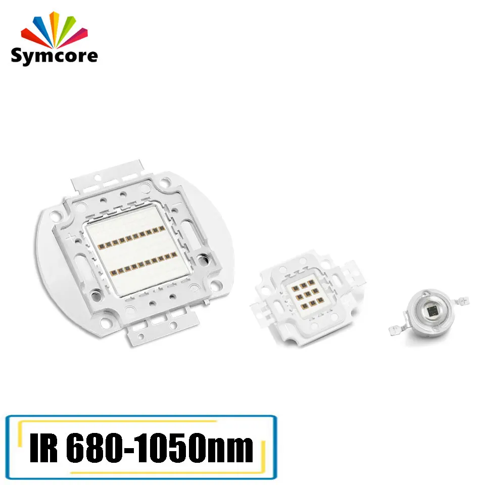 High Power 3W 5W 10W 20W 30W 50W 100W LED Chip IR Infrared 680nm 730nm 800nm 850nm 940nm 1000nm Lamp Diode For Night Camera