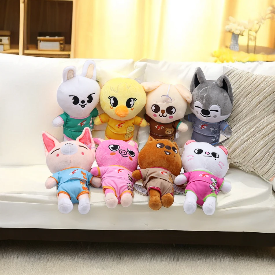22cm kpop 플러시 장난감 Kawaii Skzoo 길 잃은 플러시 만화 인형 동물 인형 Kawaii 동반자 장난감 룸 장식 어린이 선물