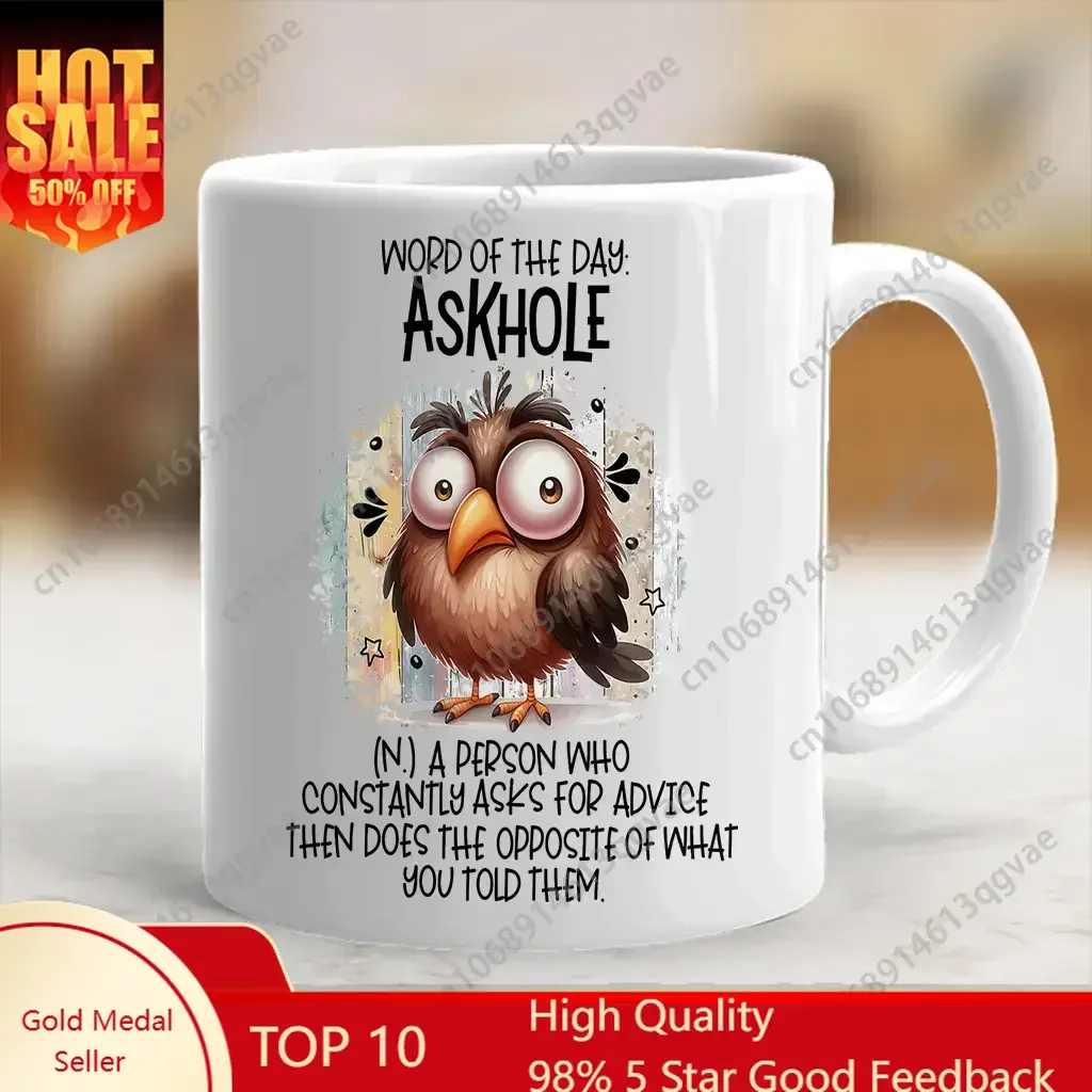 

Funny Mug Askhole Definition Fun Gifts for Coworker, Friends, Boss 11 Oz Ceramic Mugs Water Drinking Tee Juice Cups