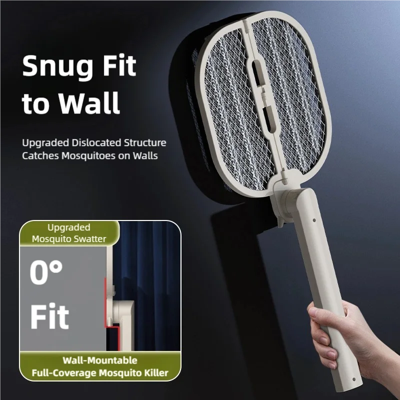 TINSOL Digital Display Foldable Electric Mosquito Swatter, High-Power Rechargeable Mosquito Swatter for Home Use image 5
