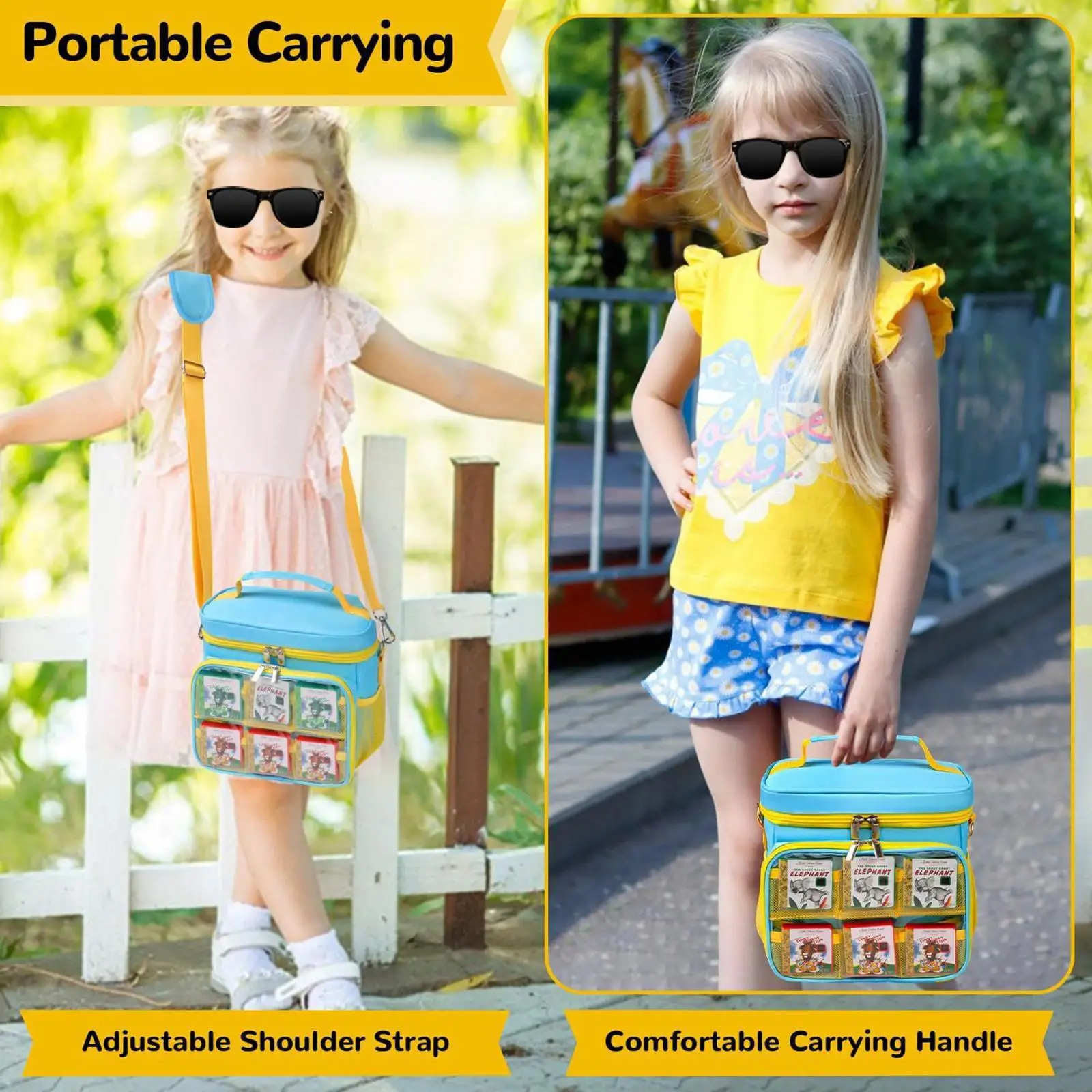 حقيبة آلة التعليم المبكر حقيبة ألعاب تعليمية تحمل حاوية قصة سفر محمولة 300D من قماش أكسفورد للسفر