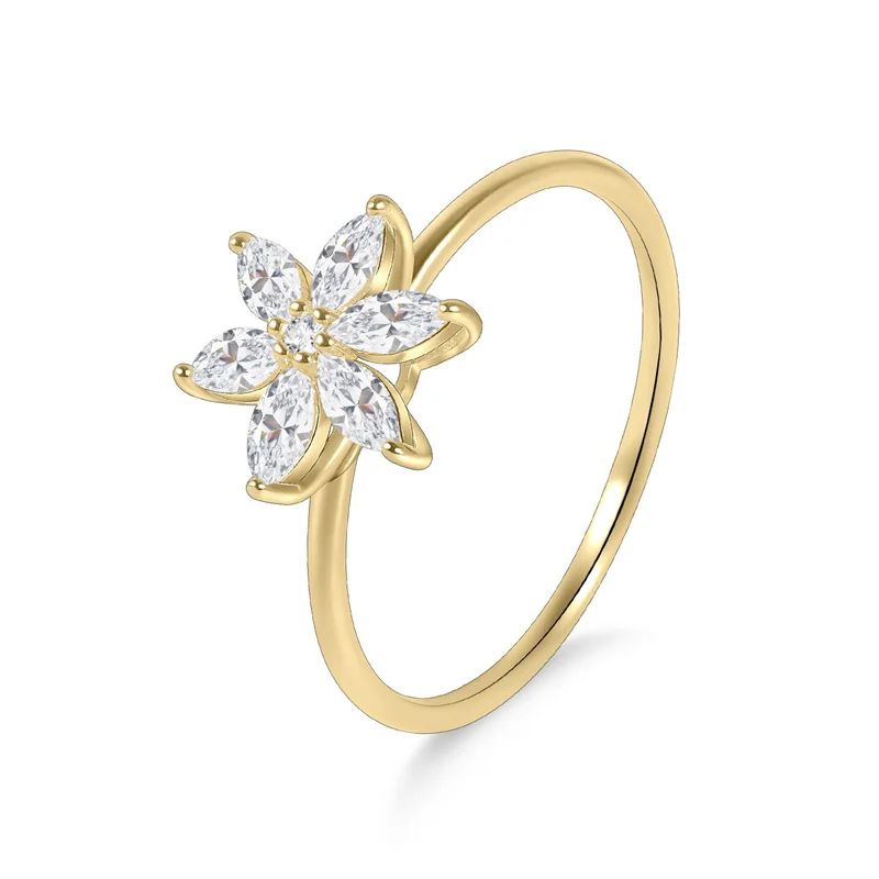 

ZFSILVER Fashion Luxury Classic High Quality s925 Silver Moissanite Iris Flower Rings For Women Accessories Jewelry Gift KH1307R