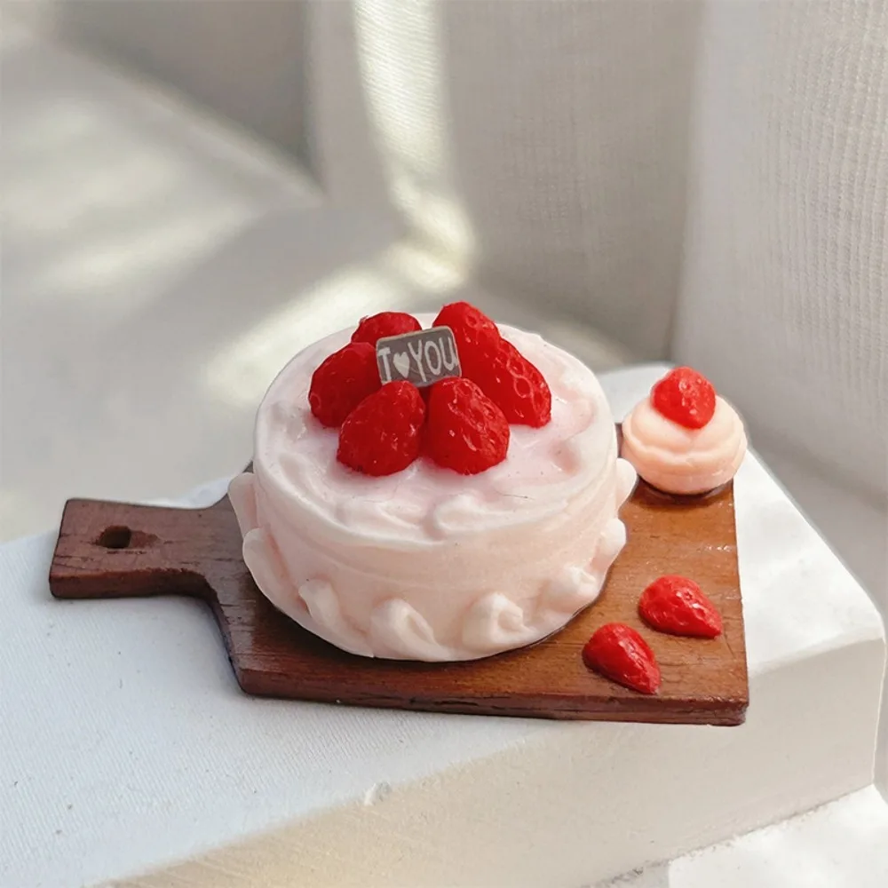 Creme modelo de bolo de frutas brinquedos simulação placa de corte modelo de bolo de frutas ornamentos artificial mini simulação brinquedo de cozinha