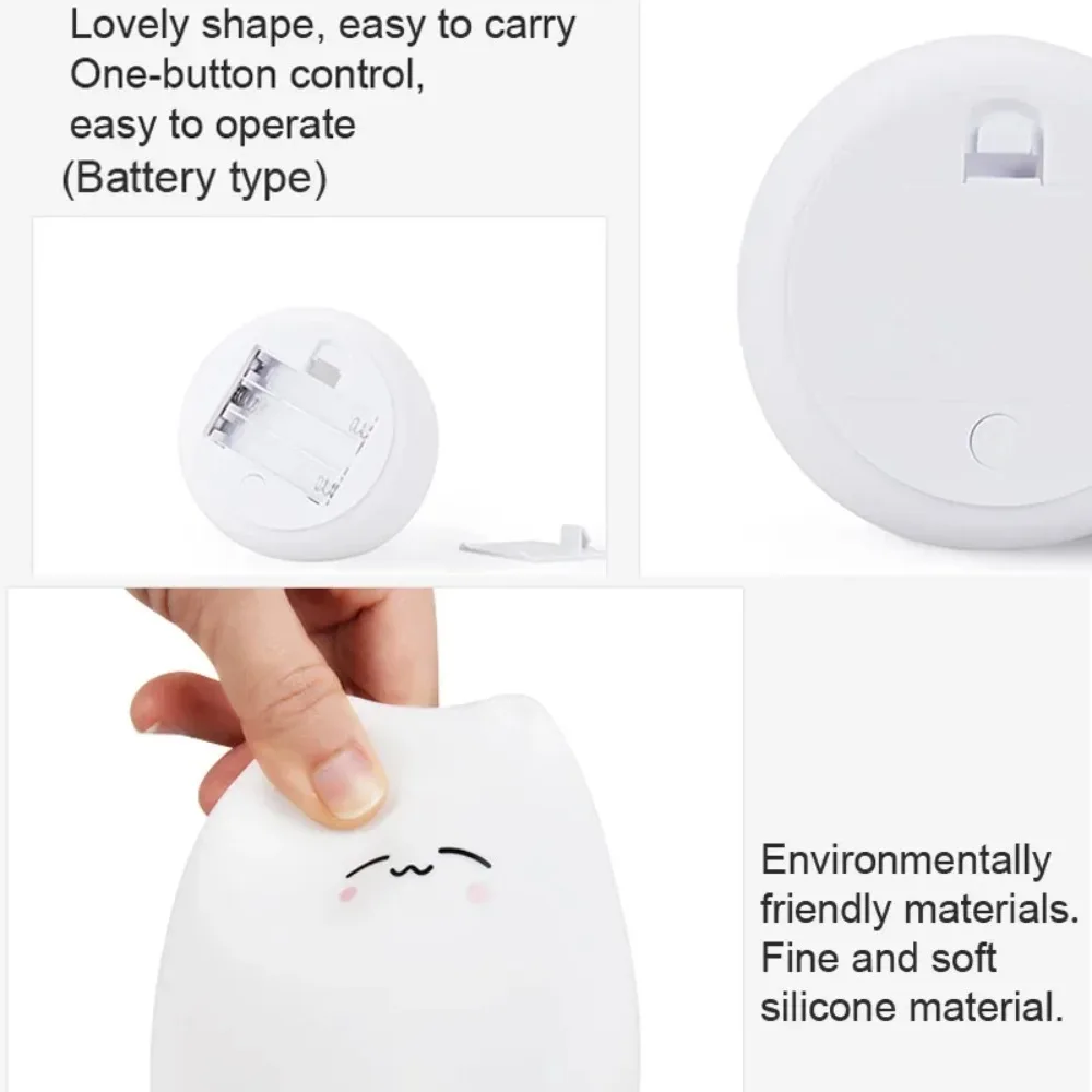 LED Night Light Cat Lamp Wireless Touch Sensor Silicone Battery Animal Light Child Holiday Bedroom Desktop Decor Lamp