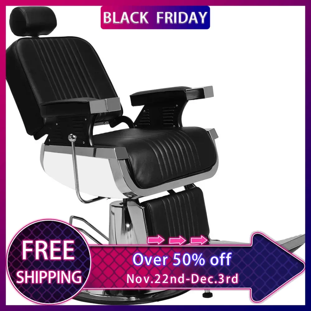 

Heavy Duty Reclining Barber Chair with Headrest&360 Degrees Rolling Swivel,Professional Vintage Salon Spa Chair for Hair Stylist