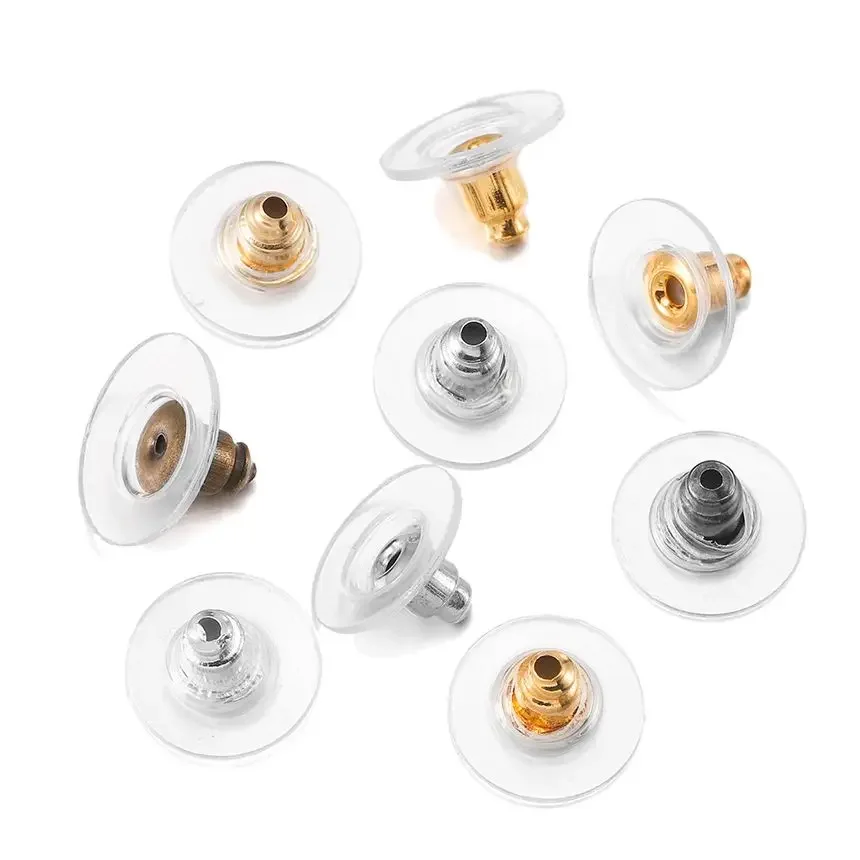 

100Pcs Rubber Earring Backs Post Nuts Silicon Steel Earnuts Stud Earring Back for DIY Jewelry Making Accessories