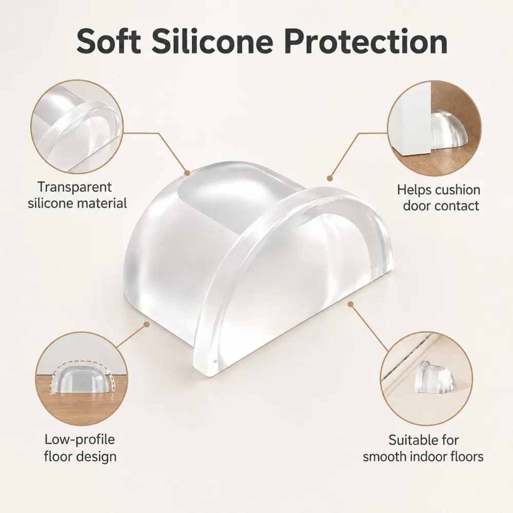 1-8Pcs Transparent Silicone Floor Door Stopper Wall Protector Bumper Guard Self Adhesive Door Knob Cushion Rubber Buffer Pad