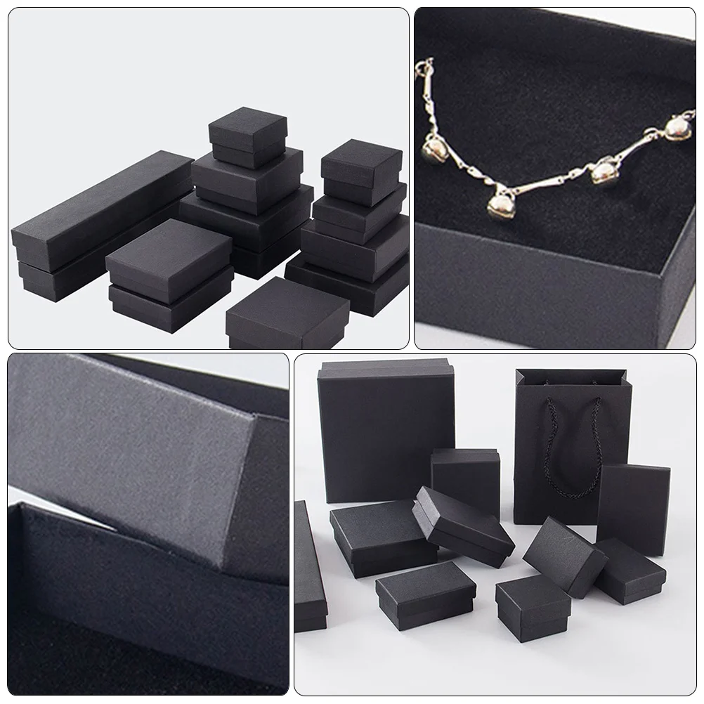 72 Pcs Gift Boxes Black Jewelry Storage Container Ring Holder Kraft Paper Packing Organizer Cases Bracelet