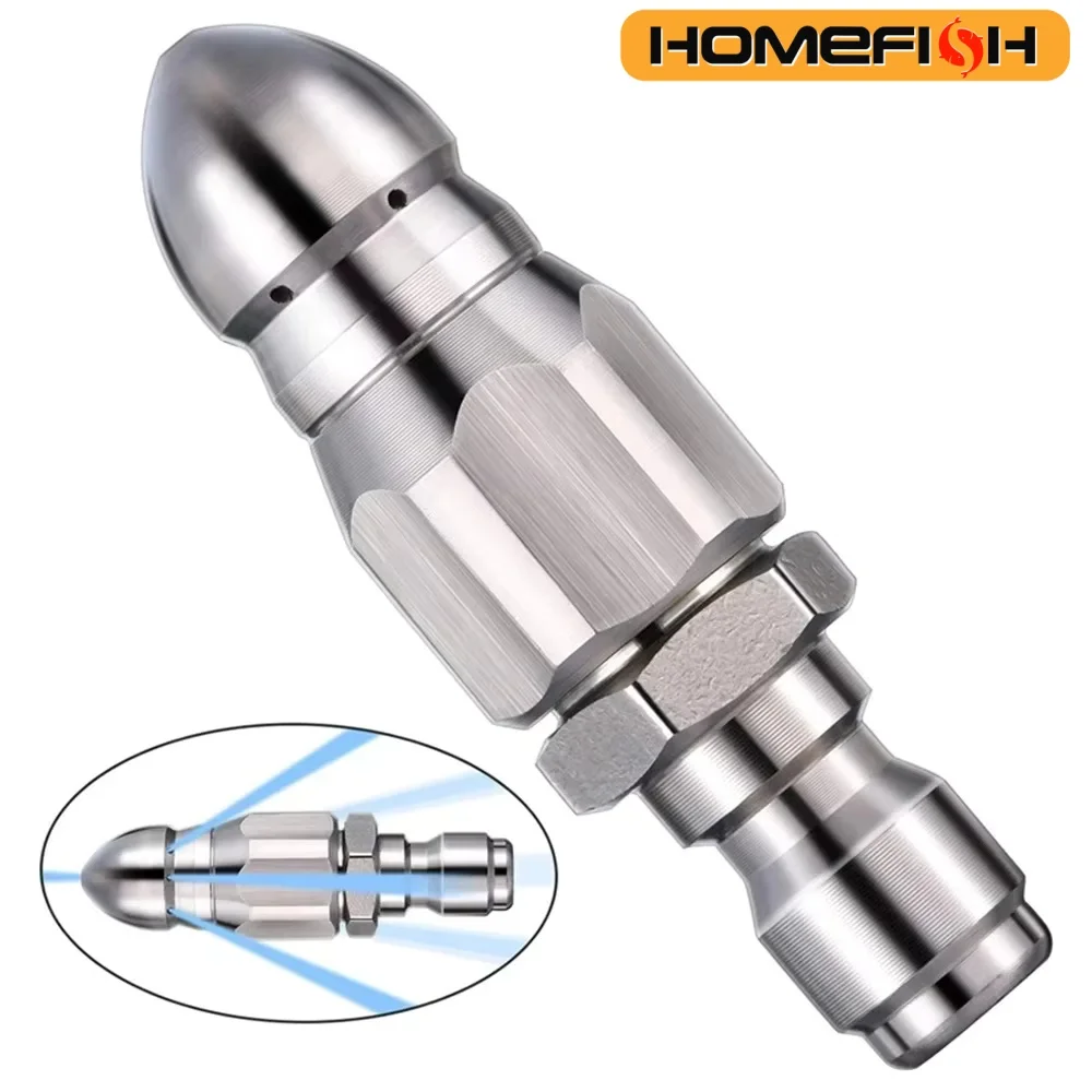 מזרקת מים בלחץ גבוה לניקוי צנרת 1/4 אינץ 'מתכת נירוסטה מכונת לחץ מהירה צינור ניקוז כלי מים