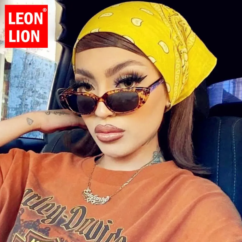 LeonLion 2023 Cateye Women Sunglasses Leopard Small Glasses Women/Men Brand Designer Eyeglasses Women Mirror Gafas De Sol Mujer