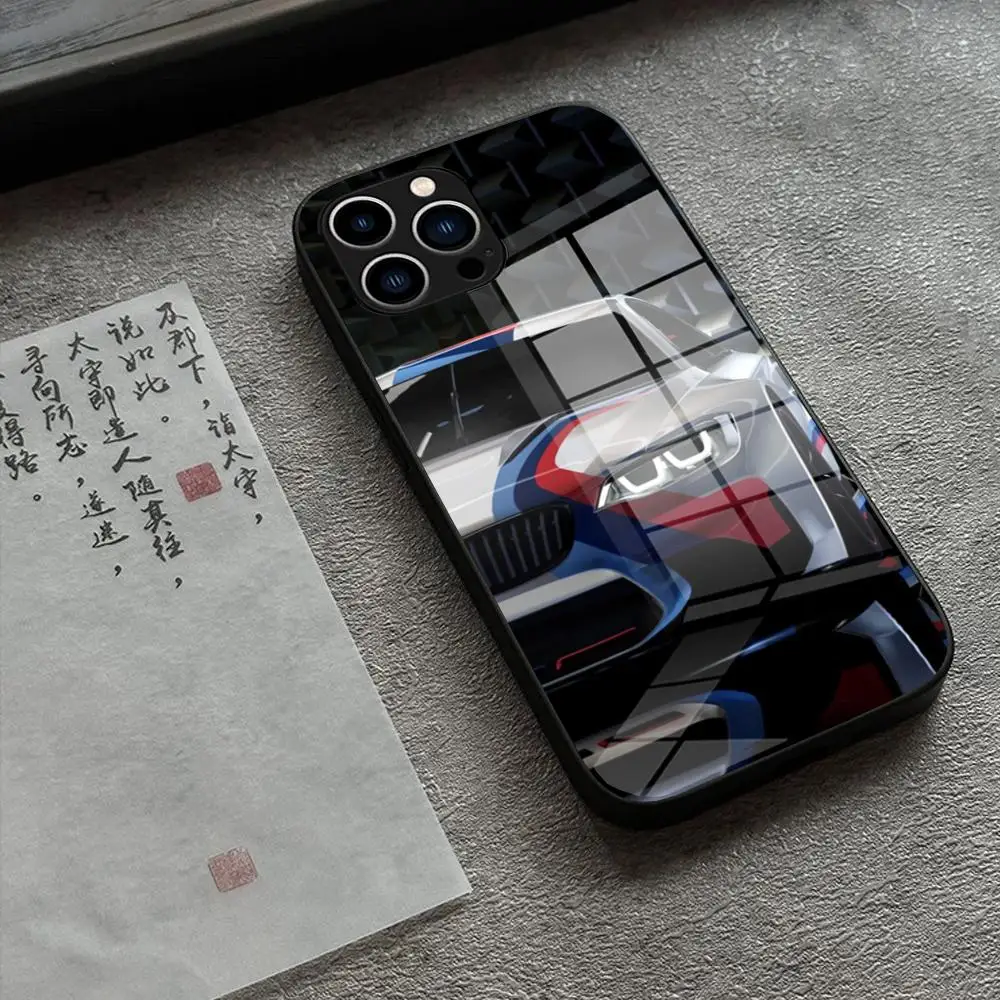 

car Sport Phone Case Tempered Glass For IPhone 16 Promax B-BMW 15 14 Pro 13 12 11 plus X XS XR phone case