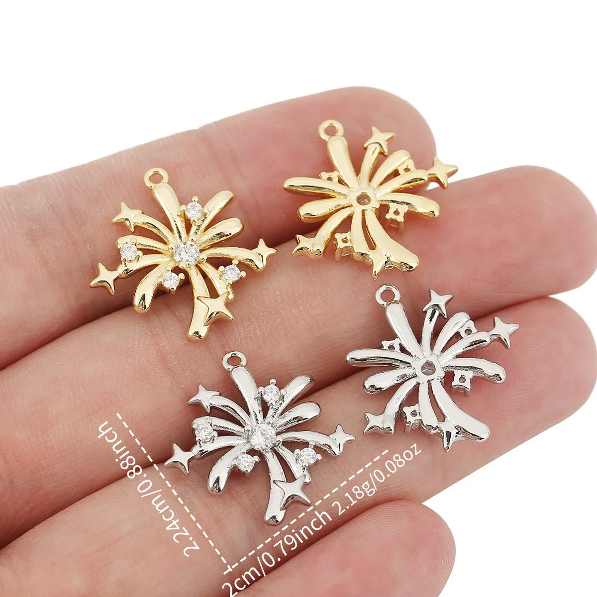 

20 шт./лот, ювелирные аксессуары «сделай сам», кулон с цветком, одиночный кулон с цирконом, медью, 18-каратное настоящее золото, кулон для сохранения цвета